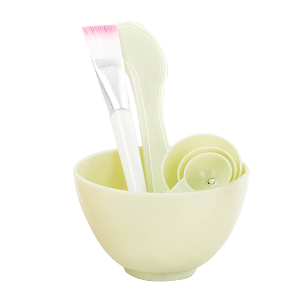 New 4PCS Plastic Facial Brush Bowl Spoon Set Brush DIY Beauty Tools Skin Care Makeup Supplies
