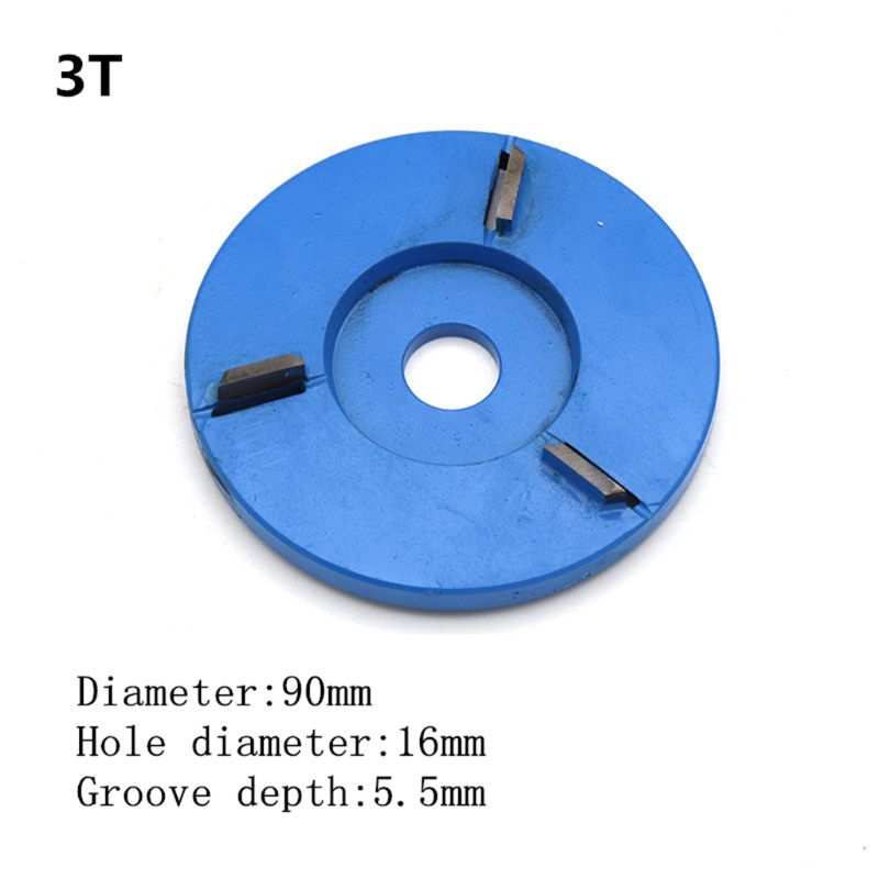 3/5/6 Teeth Flat Power Wood Carving Cutter Disc Milling Attachment 90mm Diameter For 16mm Aperture Angle Grinder