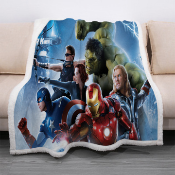 Disney Superhero Avengers 3D Print Blanket Sofa Couch Quilt Cover Travel Bedding Velvet Throw Thicken Thin Fleece Blankets