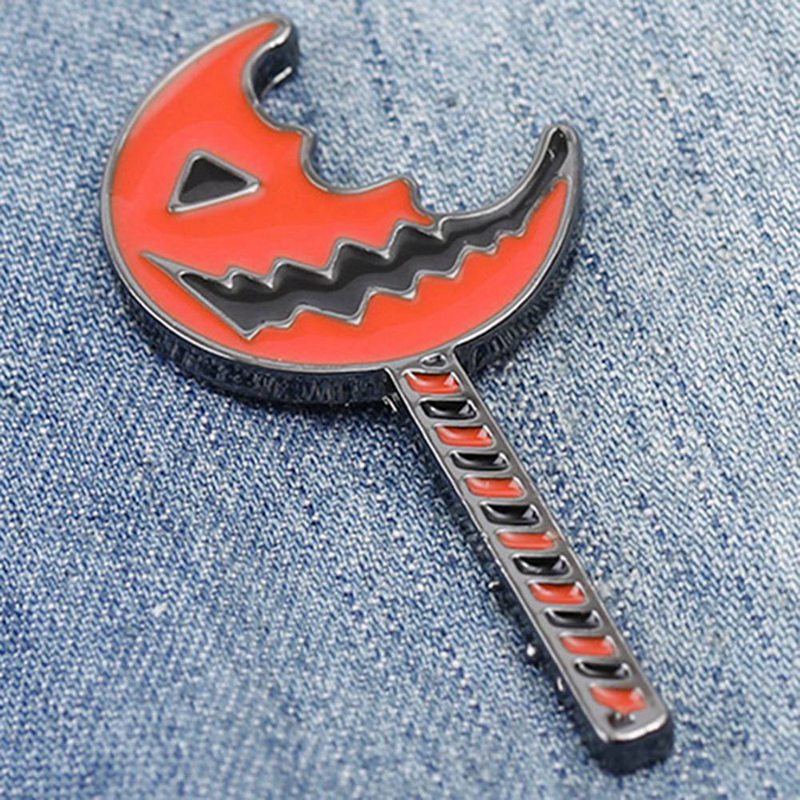 Cute Funny Halloween Lantern Pins Brooches Orange Enamel Pumpkin Monster Brooch Pumpkin Lantern Lapel Pin Punk Jewelry Kids Gift