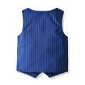 Boys Double Layer Vest Trousers Gentleman Suit Blue Stripe Waistcoat 2pcs/set Children Kids Party Costume Clothes Formal Pants