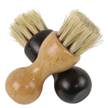 1pcs Wooden Handle Shoes Shine Brush Polish Bristle Hair Buffing Brush Mini Gourd Shoes Oil Brush Dropshipping