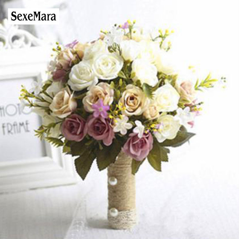 SexeMara 2019 New Bridesmaid Wedding Bride Bouquet Romantic Wedding Bouquet Flower Brides Wedding Accessories