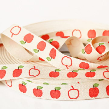 Apple Printed Handmade Cotton Ribbon Sewing Tape 15mm x 100m Fabric Webbing DIY Gift Wrapping Handmade Sewing Fabric
