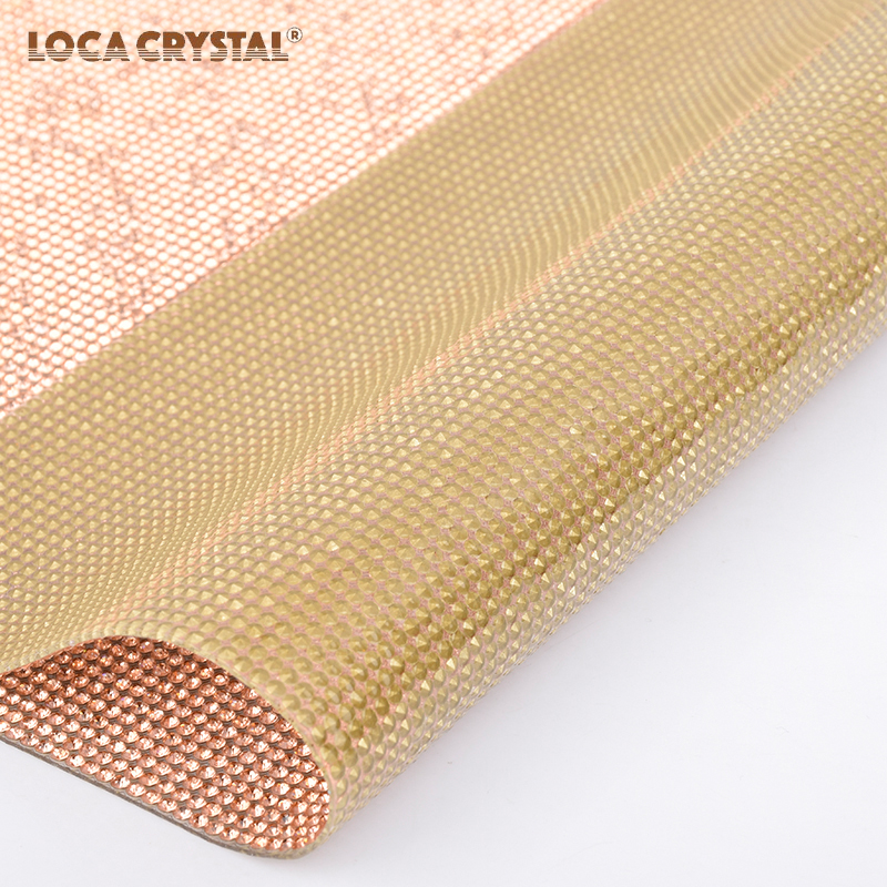 AAA Grade Round Pointback Light Peach color Crystal Hotfix Rhinestone Mesh Sheet LOCACRYSTAL