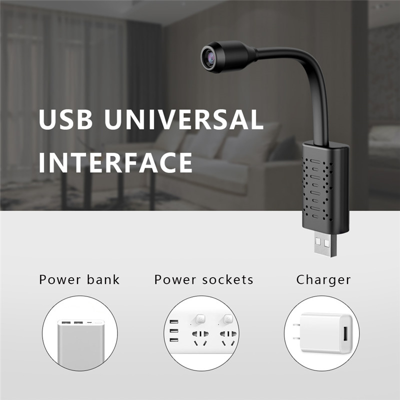 U21 HD Smart Mini Wifi USB Camera Real-time Surveillance IP Camera AI Human Detection Loop Recording Mini camera Support 128G