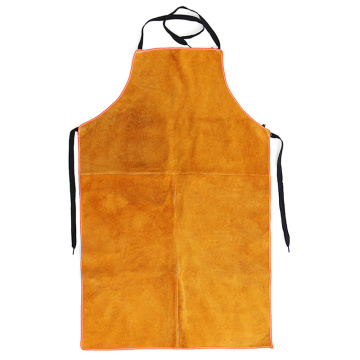 NEW-Full Cowhide Leather Electric Welding Apron Bib Blacksmith Apron Yellow Electric Welding Safety Clothing