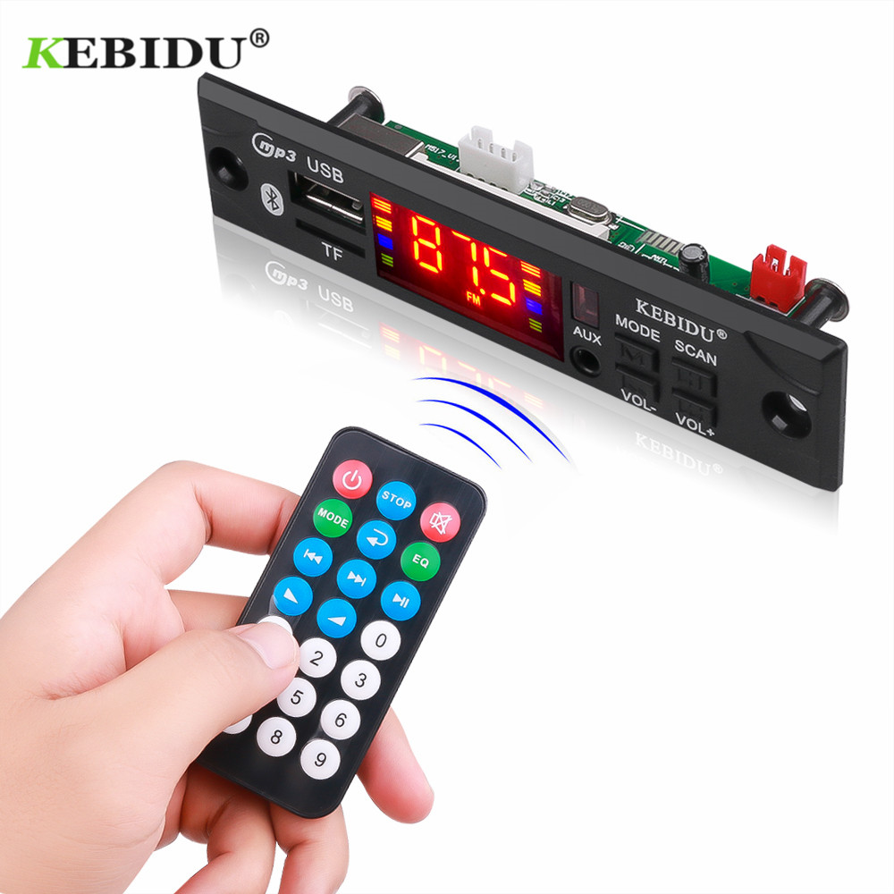 Kebidu Wireless Bluetooth 5V 12V MP3 WMA Decoder Board MP3 Player Car Audio USB TF FM Radio Module with Remote Control For Car