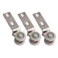 BQLZR 2.55x0.74inch Bend Pipe Metal Bearing Pulley Block with Two Plastic Wheel for Sliding Door Window Cabinet Pack of 10