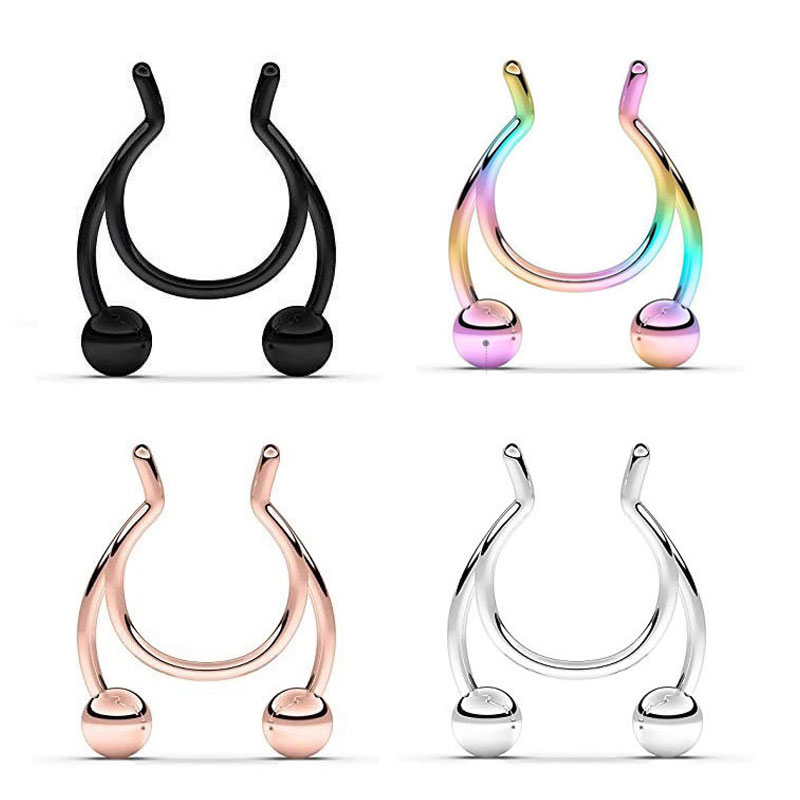1PC Antler Shape Fake Nose Ring Clip Stainless Steel Nasal Septum Piercing Jewelry Sexy Body Jewelry For Girl Men Non-Pierced