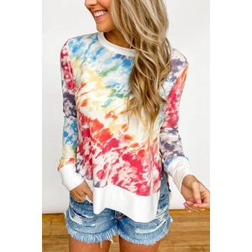 Tie Dye Women Clothes 2020 Autumn Fashion Patchwork Long Sleeve T Shirt Women Tops Tee O-Neck Aesthetic Top Female Graphic tees
