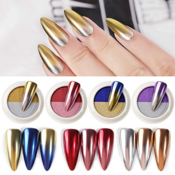 Nail Glitter Laser Powder Two-color Gradient Mirror Effect Nail Art Sequin Powder Hologram DIY Nails Decoration Titanium Powder