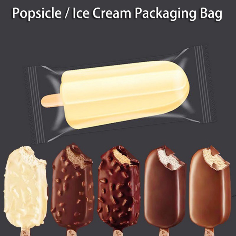 100PCS Clear Plastic Ice Cream Bag Disposable Popsicle Bags Fridge Frozen Ice Cream Storage Bags DIY Packaging