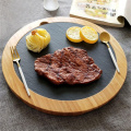 Round Natural Black Slate Western Steak Plates Slate Dinner Plate Kitchen Cheese Pizza Flat Fruit Tray sushi dinner plates