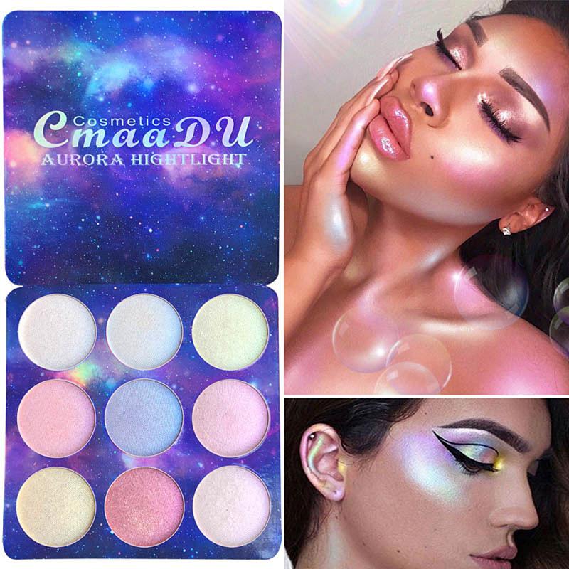 CmaaDu 9 Colors Eyeshadow Palette Shiny Matte Glitter Pigment Eye Shadow Pallete Metallic Diamond Makeup Palette TXTB1