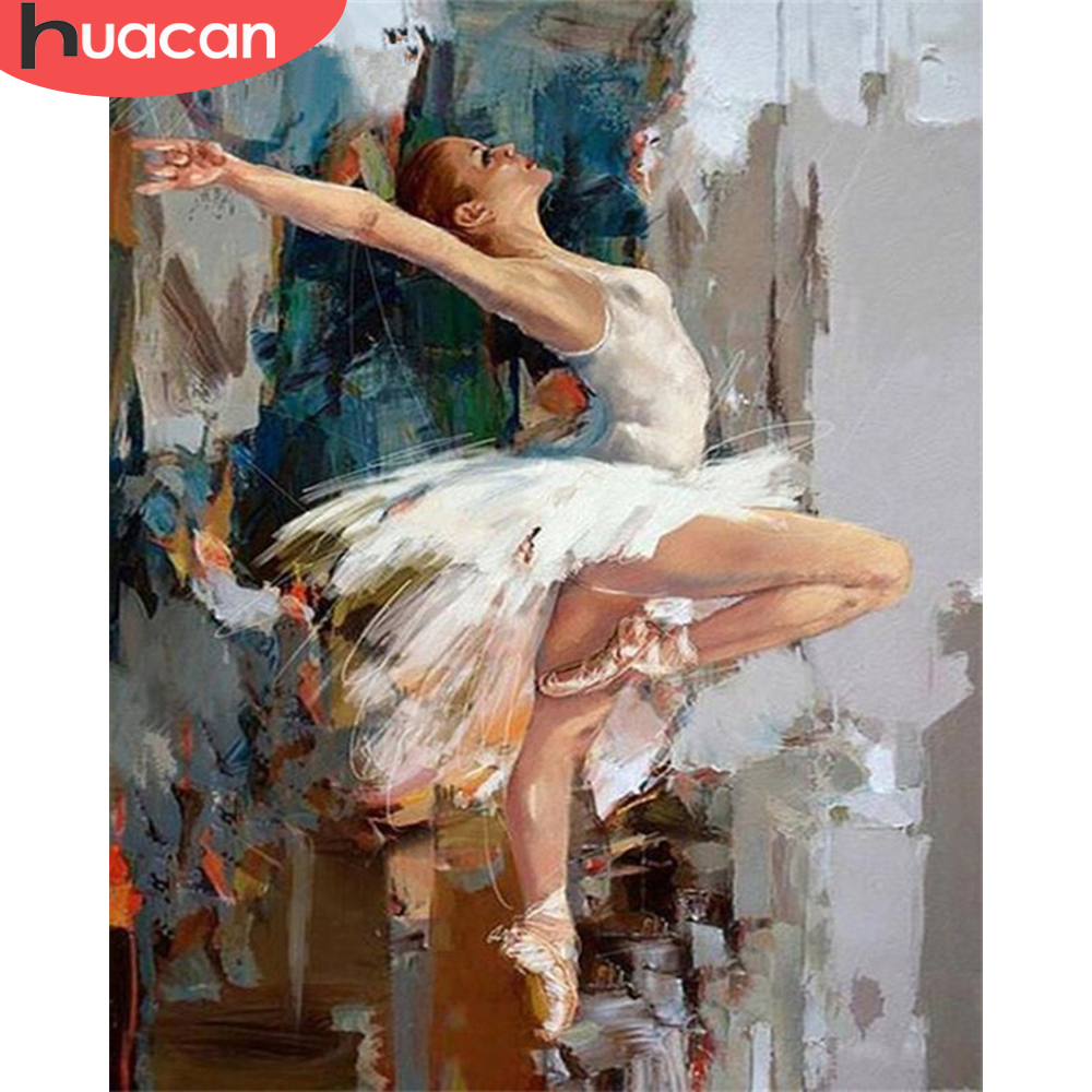 HUACAN DIY Pictures By Number Kits Girl Painting By Numbers Ballet Drawing On Canvas Portrait Hand Painted Paintings Home Decor