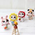 Cat Doll With Strawberry Panda Wool Felt Craft DIY Non Finished Poked Set Handcraft Kit For Needle Material Bag Pack