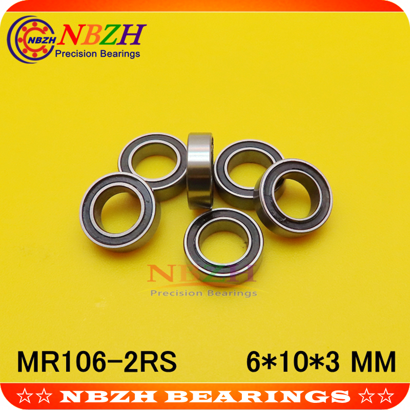 NBZH Free Shipping MR106ZZ MR106-2RS SMR106ZZ SMR106-2RS 6X10X3mm Deep groove Ball Bearings MR106 / L-1060 ZZ MR106 RS MR106-2RS