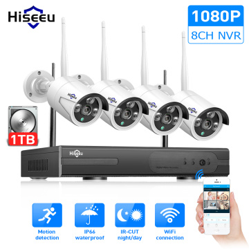 Hiseeu 8CH Wireless CCTV System 1080P 1TB HDD 2MP NVR IP IR-CUT outdoor CCTV Camera IP Security System Video Surveillance Kit