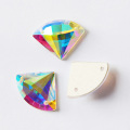 YANRUO 2545TH Fan-shaped Mirror Small Pack Crystal AB Sewn Crystal Sector Stone Glass Flatback Mirrors DIY Jewlery Craft