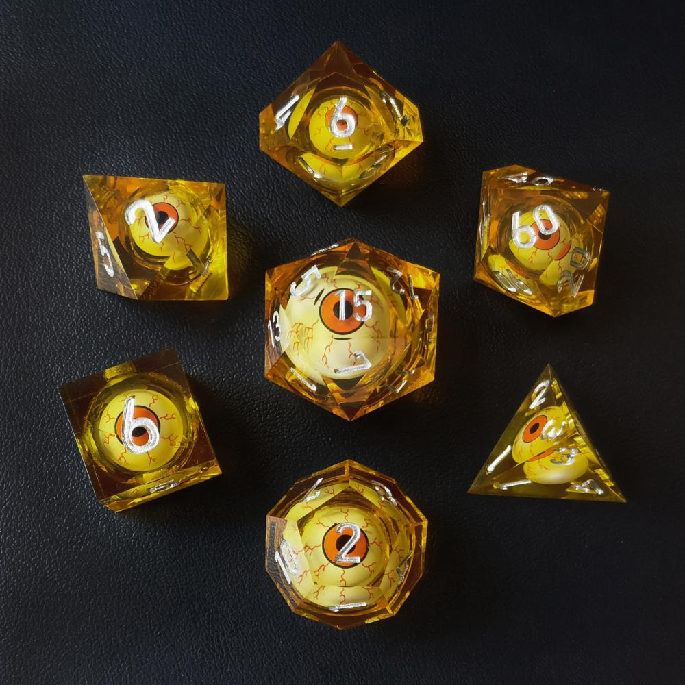 Liquid Core Sharp Edge Resin Polyhedral Dnd Dice Set 5