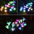 3pcs/lot Solar Powered Lights with 12 Lily Flower, Multi-Color Changing LED Outdoor Solar Landscape Lighting Light for Garden