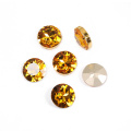 YANRUO 1201 27mm Light Topaz Round Sew On Crystal Glass Stones Pointed Back Strass Craft Rhinestones For Needlework
