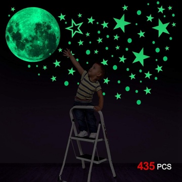 435Pcs 1 Set 30cm Moon,Stars,Dots,Luminous Wall Decal Kids Bedroom Ceiling Decor Stairs Fluorescent Mural Stickers