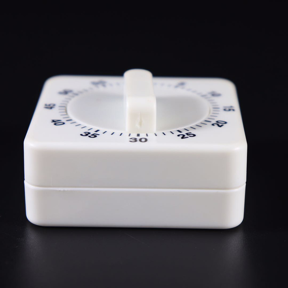 60 Minutes Kitchen Timer Count Down Alarm Reminder White Square Mechanical Timer for Kitchen mechanically timed relay