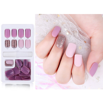 24/30pcs DIY Fake Nails Detachable Acrylic Press on Finger Full Cover Artificial False Nail Art Tips with Jelly Gel Glue