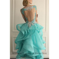 Sevintage 2020 Blue High Front and Low Back Cocktail Dresses Illusion Neck Organza Lace Appliques Ruffle Beads Homecoming Gowns