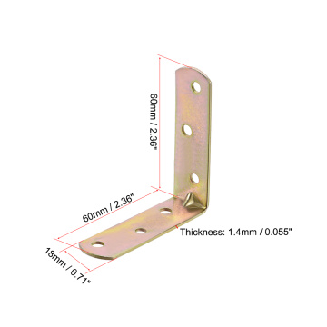 uxcell Corner Brace, 60mm x 60mm Zinc Plated Joint Right Angle Bracket Fastener, 10 Pcs