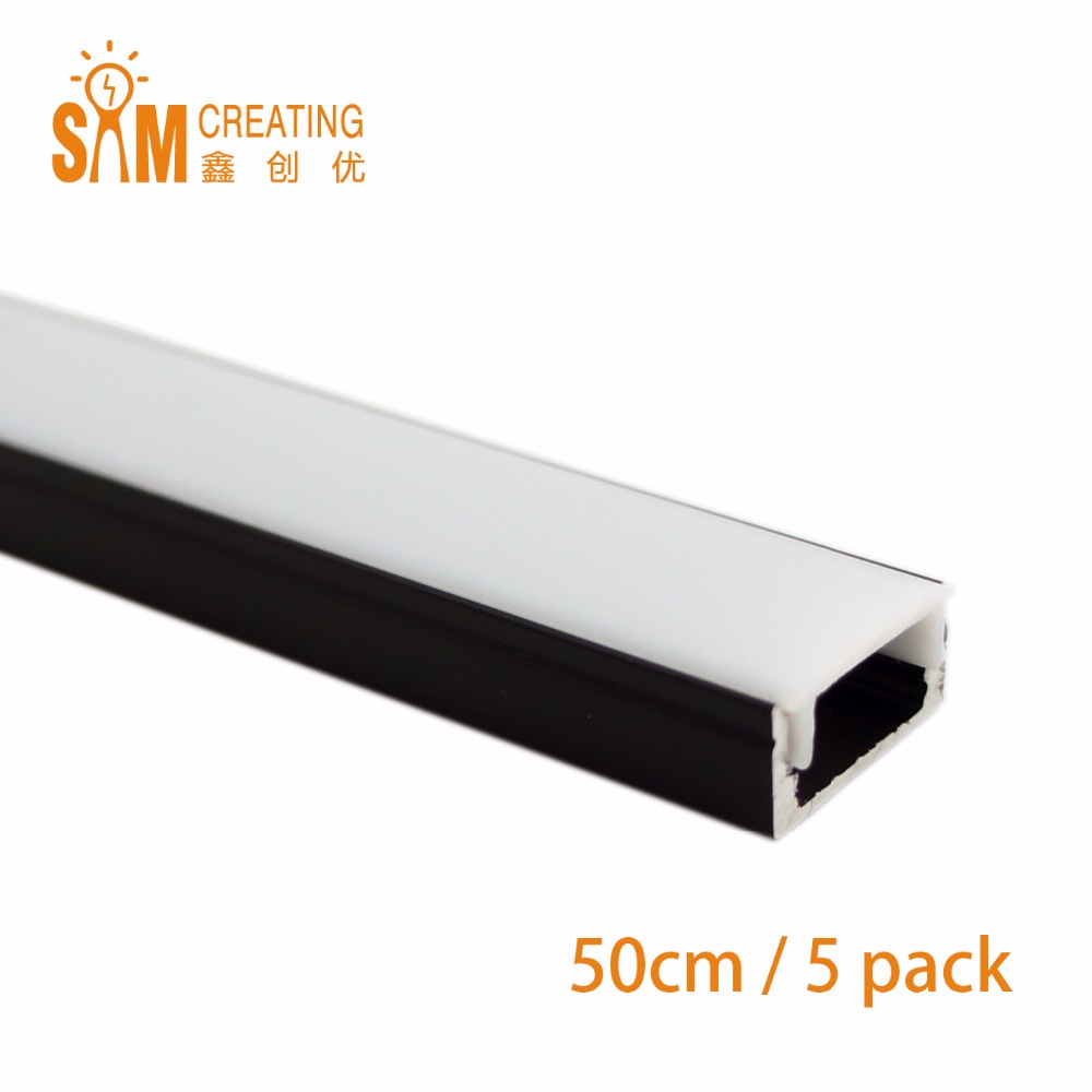 5pcs 0.5M Black Super Slim Recessed Aluminum LED Profile without Flange Using for Strip within 12mm Led Bar Lights vwith cover
