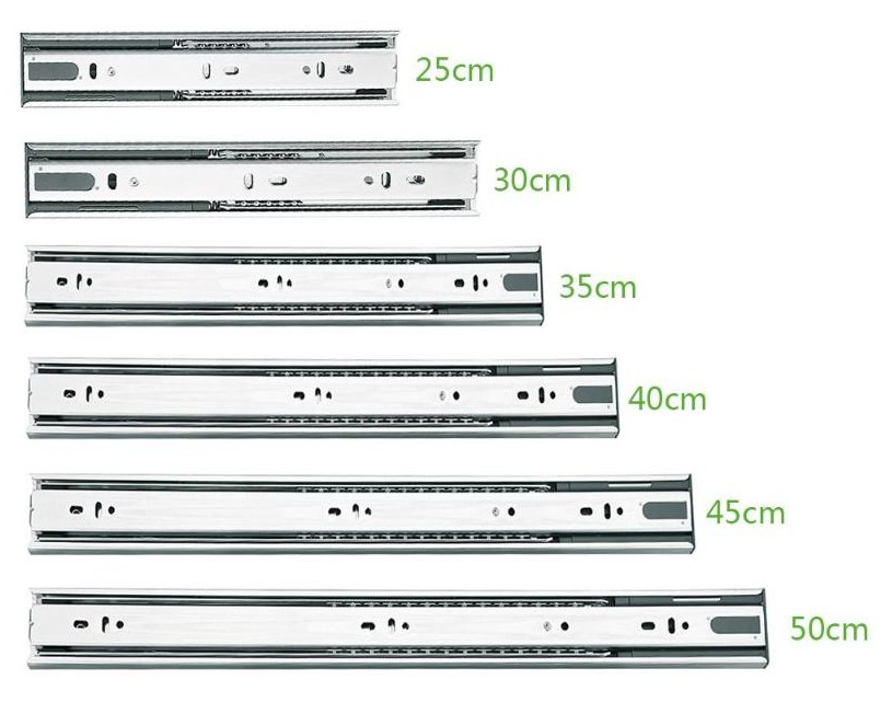 Drawer track drawer slide three rail drawer guide rail slide rail furniture hardware fittings, slipway 2 pieces