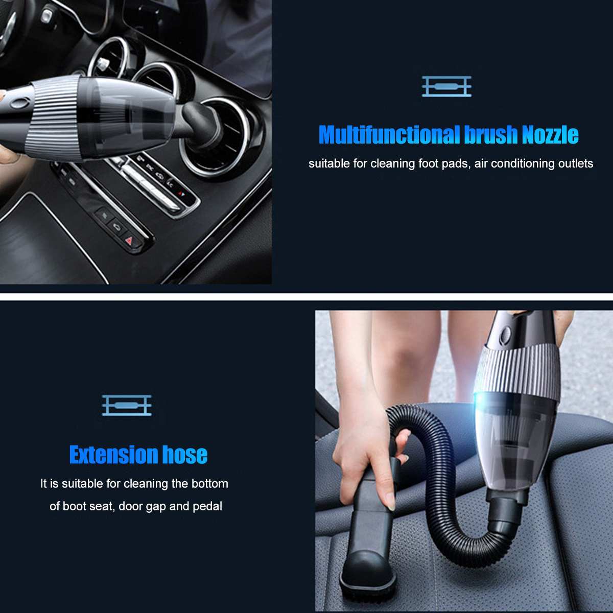 Wireless 7000PA 150W Portable Rechargeable Car Vacuum Cleaner Handheld Wet Dry Dual Use Car Home Cleaner