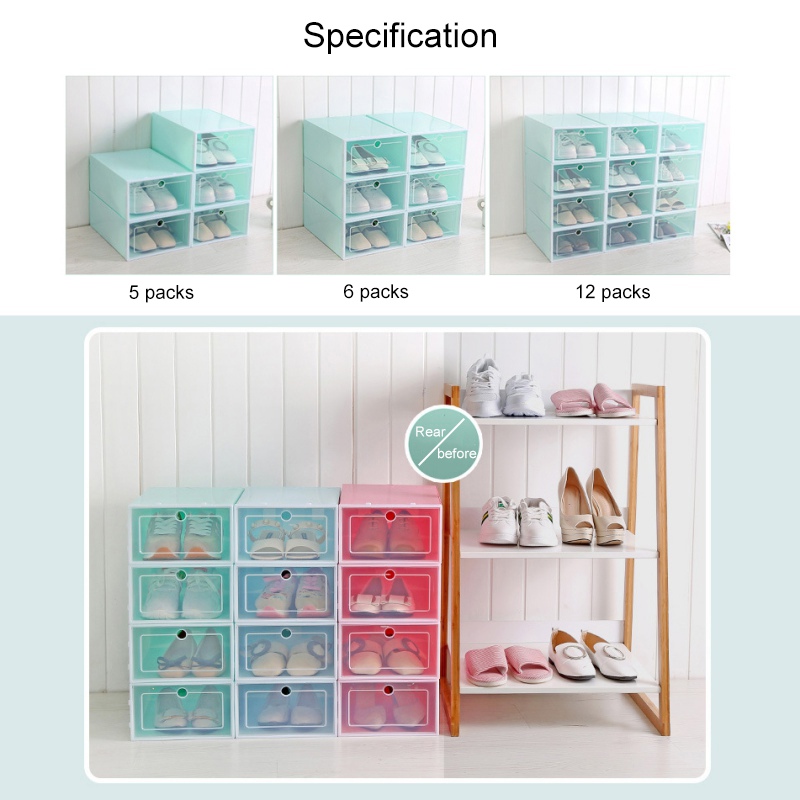 Drawer Organizer Shoe Boxes Stackable Floding DIY Shoe Drawers Storage Container Organizers