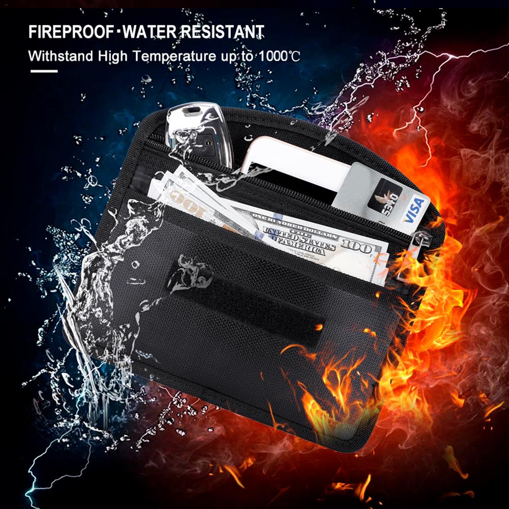 Portable Fireproof & Waterproof Document Envelope File Folder Cash Pouch Valuables Money Bag Anti-Signal Bag For Home Office