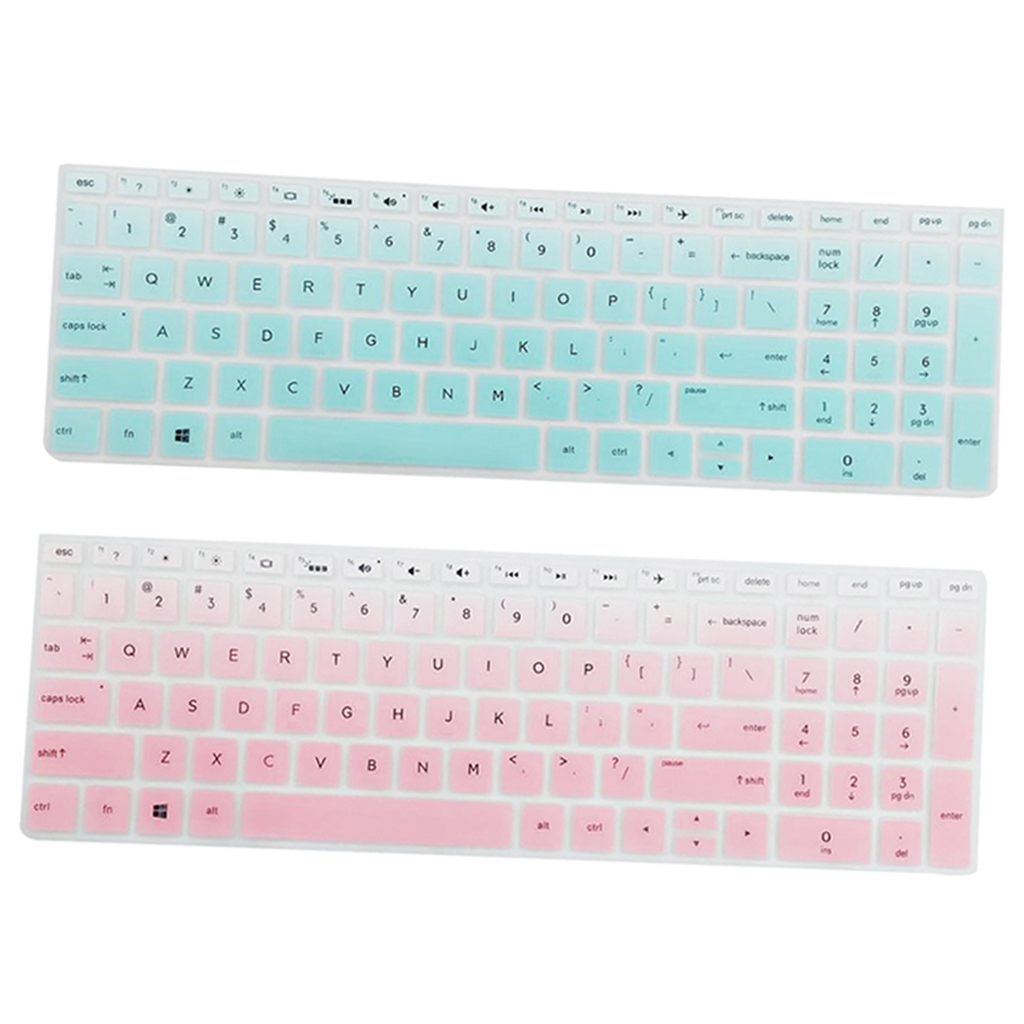2Psc Dustproof Silicone Keyboard Cover Protector Protective For HP 15.6 inch BF Clear Pink+Green