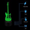 3D Illusion Electric Guitar Decor Night Light Smart Touch Optical Bedside Lamps Bedroom Home Kids & Girls Women Birthday Gifts