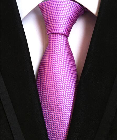 YISHLINE 8CM Fashion Classic Men's Stripe Tie Purple Blue Black Pink Lavender Jacquard Woven 100% Silk Necktie Polka Dots Ties