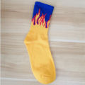 1 pair Men Fashion Hip Hop Hit Color On Fire Crew Socks Red Flame Blaze Power Torch Hot Warmth Street Skateboard Cotton Socks