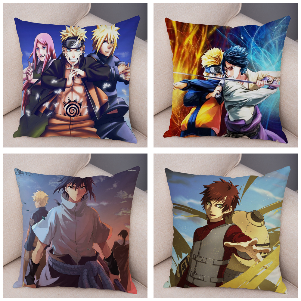 Cartoon Pliiows Covers Super Soft Short Plush NARUTO Pillowcase Cushion Cover for Sofa Home Car 45x45cm Decor Anime Pillow Case