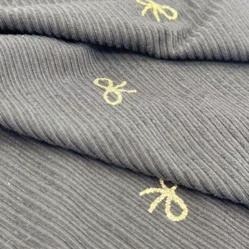 Gold Bow Polyester Rib Fabric For Girls Dress