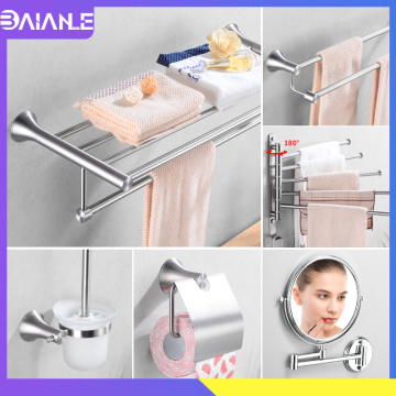 Towel Rack Hanging Holder Stainless Steel Bathroom Towel Holder Set Double Towel Bar Wall Mounted Toilet Paper Holder Robe Hook