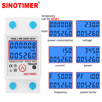 Din Rail Digital Single Phase Reset Zero Energy Meter kWh Voltage Current Power Consumption Meter Wattmeter Electricity 220V AC