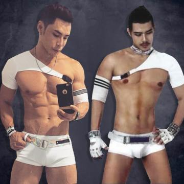 Men's Nightclub Show Ds Costume Sexy Male Clothes White Underwear Set Bar DJ Clothing Set Party Wear Performance Costume VDB666