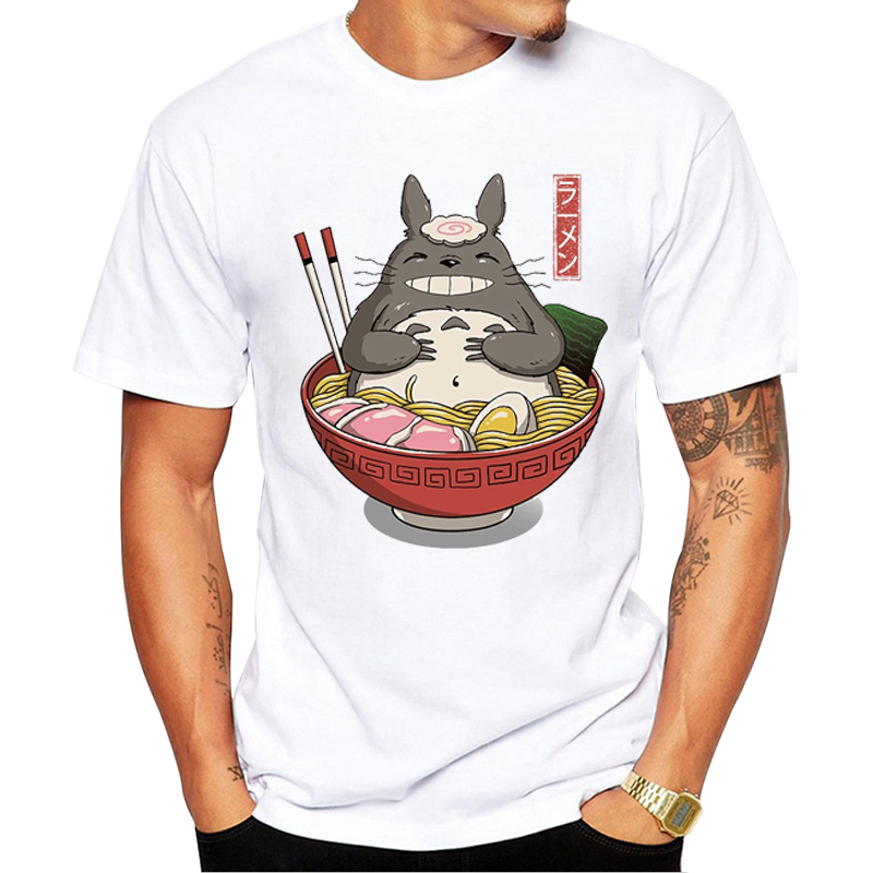 TEEHUB Fashion Neighbors Ramen Men T-Shirt Totoro Ramen Printed Tshirts Fuuny Short Sleeve O-Neck Cool Tops Hipster Tees