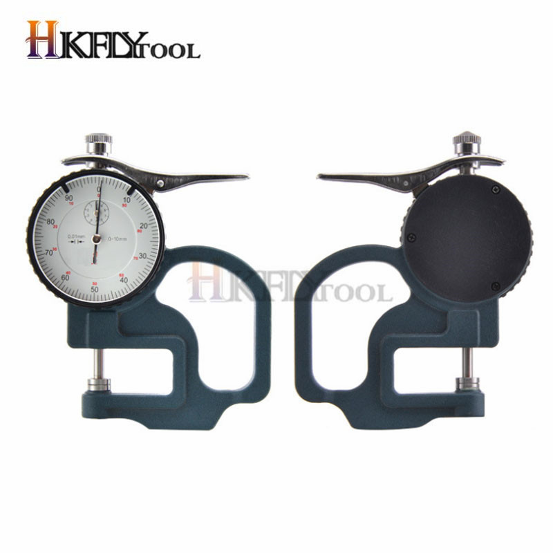 High Precision 0-10mm 0.01mm Dial Thickness Gauge Leather Metal Case Tester Flat Width Measuring Instrument Tools