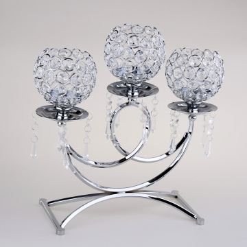 3-Arm Crystal Candle Holders Tea Light Holders Candlestick for Wedding Centerpieces Dinner Party Table Decoration