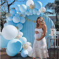 84pcs Pastel Blue Balloons Garland Blue White Confetti Gold Macaron Organic Balloons Arch Decor for Wedding Birthday